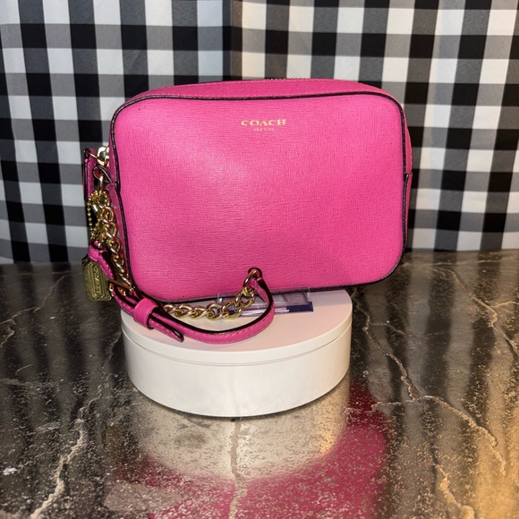 Coach Handbags - Coach Pink Saffiano Leather Flight Wristlet Clutch Style 49790 2013